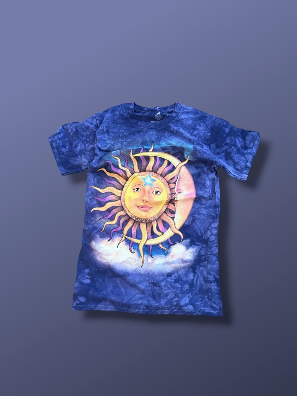 Blue Tie-Dye Sun & Moon Graphic Tee